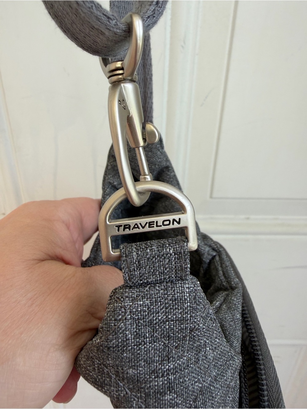 Gray Quilted Crossbody Sling Bag Bottle Holder - Travelon - Picture 6 of 6